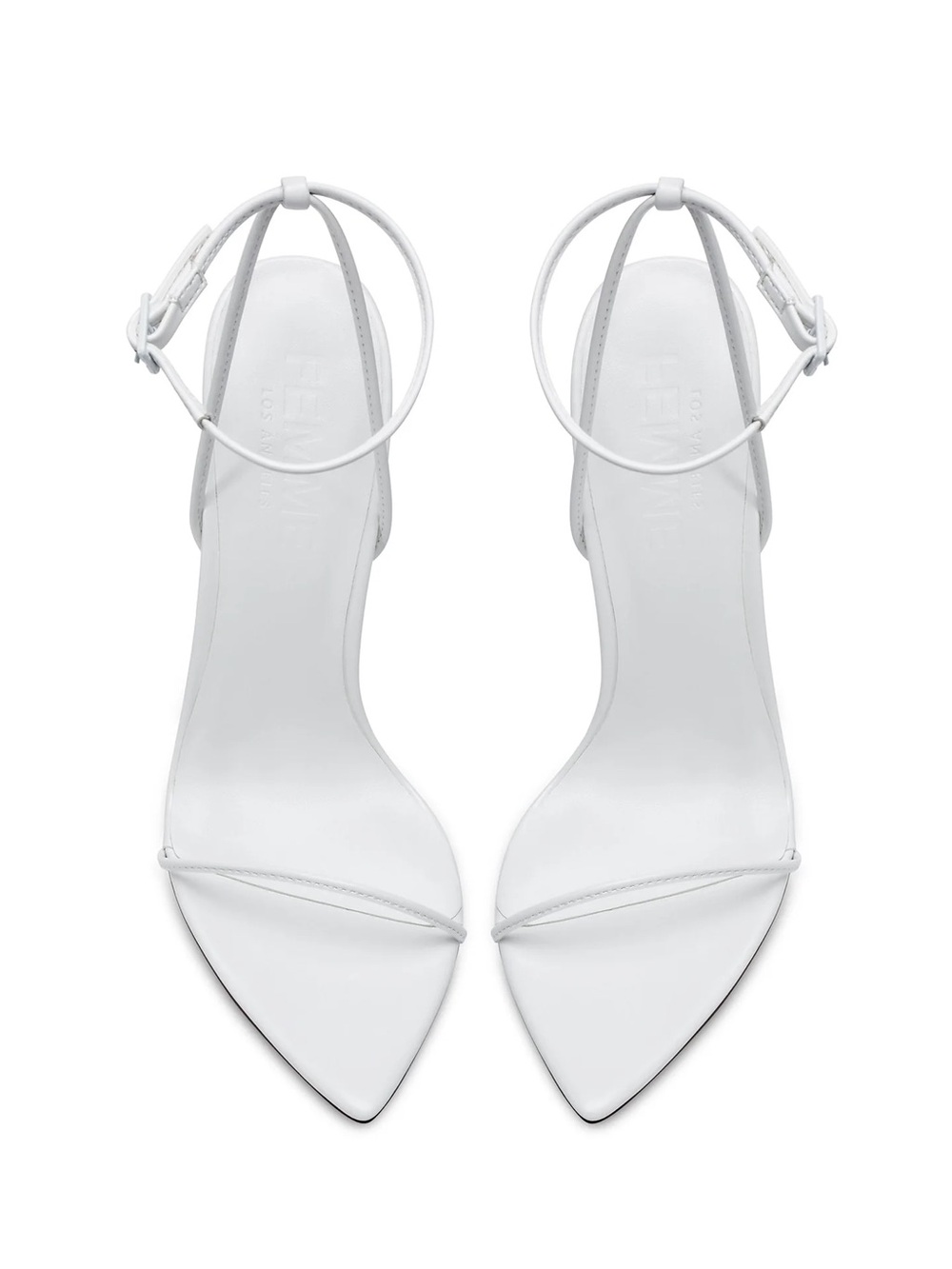 FEMME LA White Women's Pointed Ankle-Strap Heels
